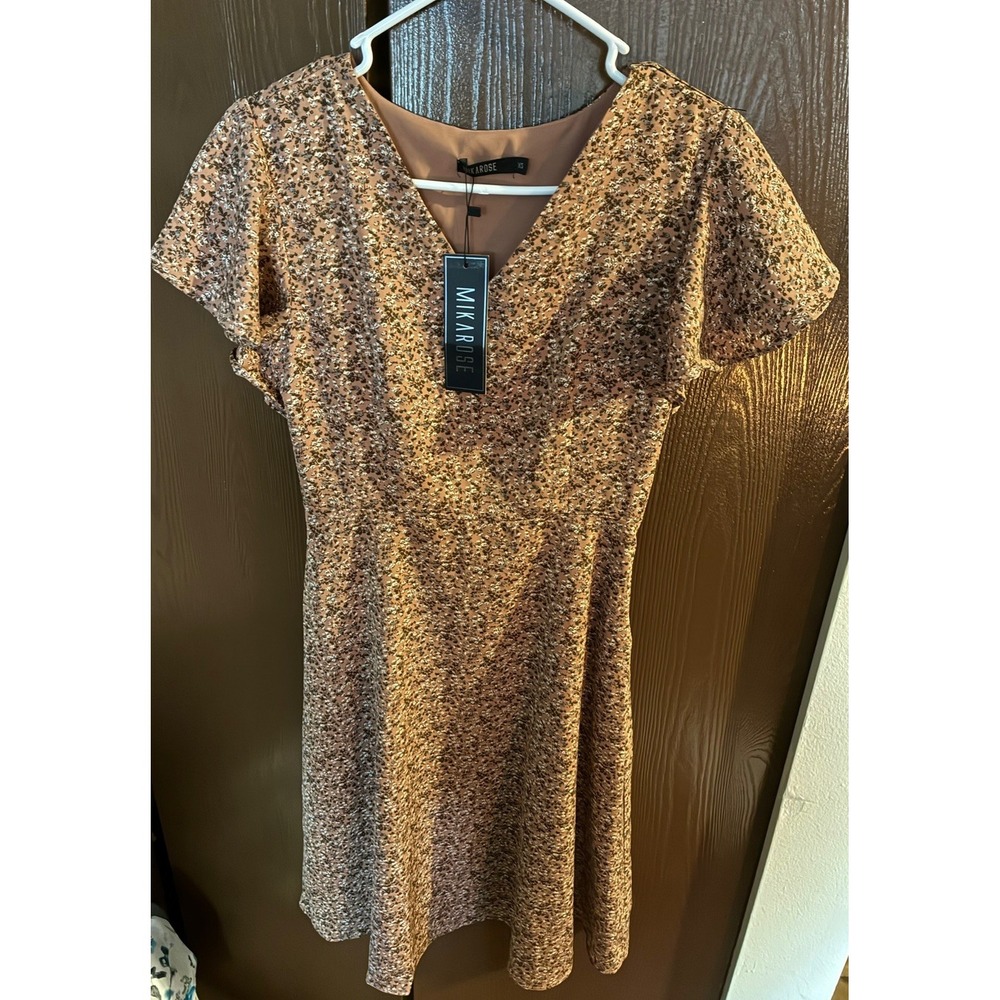 Mikarose NWT Layne Floral Dress, Size Extra Small, Church, V Neck Fall Colors
